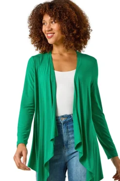 Roman Green Waterfall Front Jersey Knit Cardigan