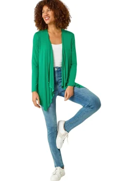 Roman Green Waterfall Front Jersey Knit Cardigan