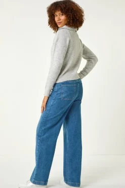 Roman Grey Collar Zip Neck Knit Jumper