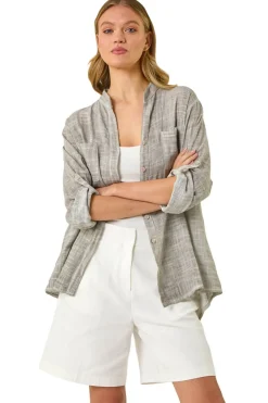 Roman Grey Cotton Button Through Shirt