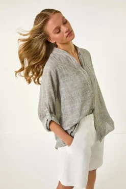 Roman Grey Cotton Button Through Shirt