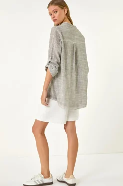 Roman Grey Cotton Button Through Shirt