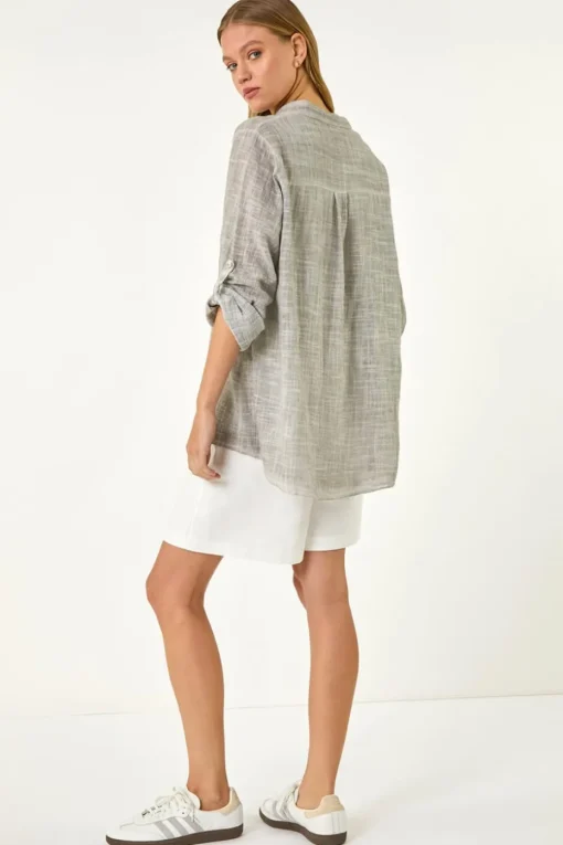 Roman Grey Cotton Button Through Shirt