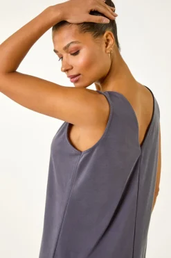 Roman Grey Soft Pique Stretch Midi Dress