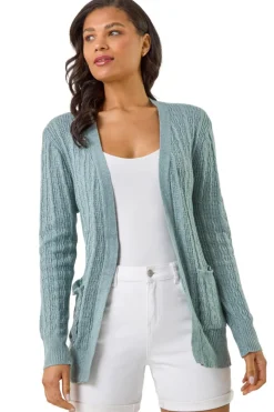 Roman Grey Textured Longline Knit Cardigan