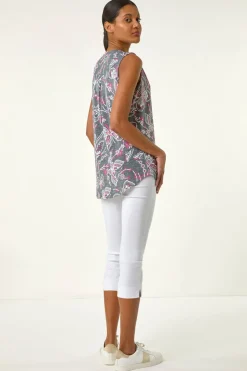 Roman Grey Textured Print Vest Top
