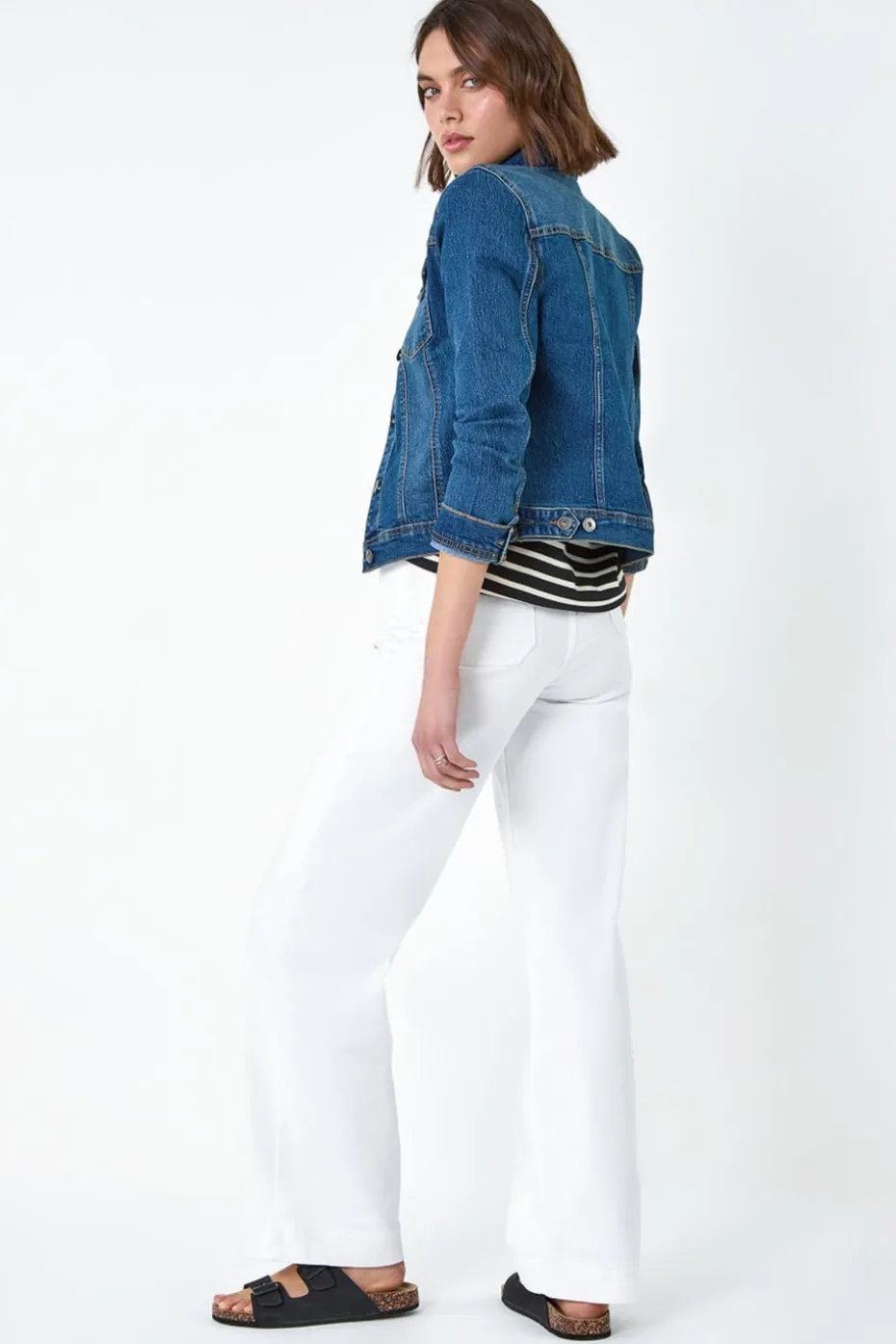 Roman Indigo Cotton Blend Stretch Denim Jacket