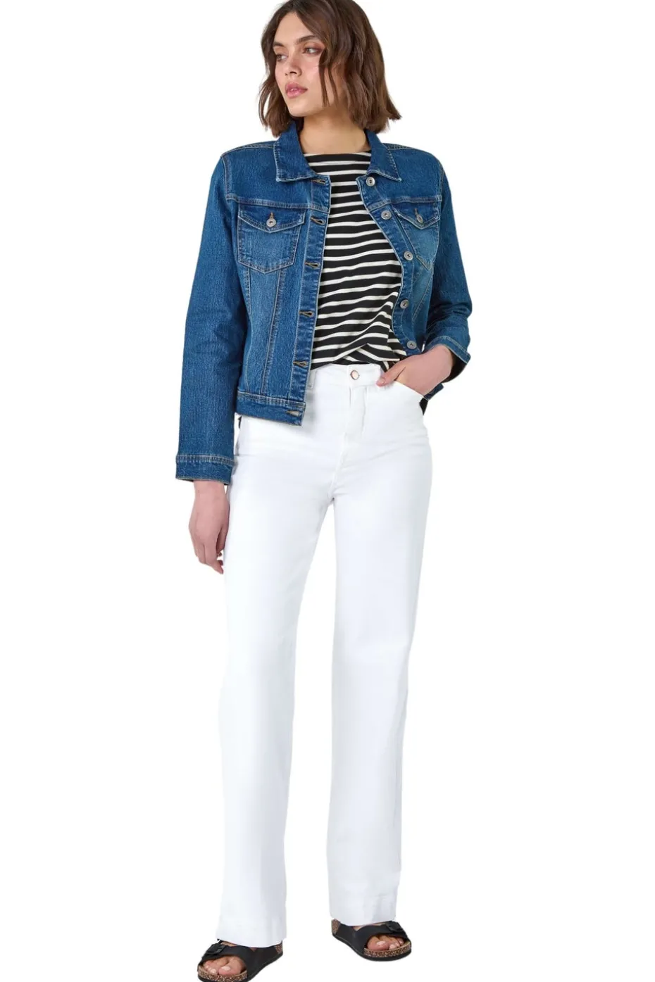 Roman Indigo Cotton Blend Stretch Denim Jacket