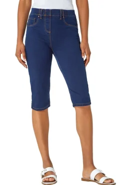 Roman Indigo Denim Stretch Knee Length Pedal Pusher