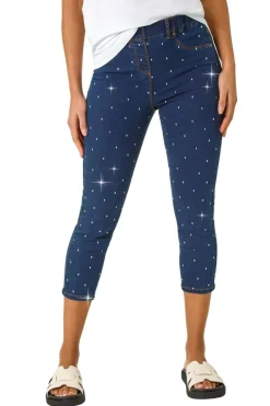Roman Indigo Embellished Cropped Stretch Jeggings