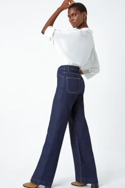 Roman Indigo Wide Leg Stretch Denim Jeans