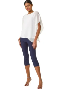 Roman Ivory Asymmetric Dobby Overlay Top