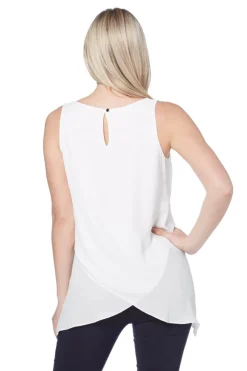 Roman Ivory Asymmetric Sleeveless Vest Top