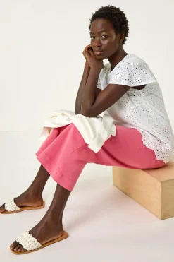 Roman Ivory Broderie Short Sleeve Top