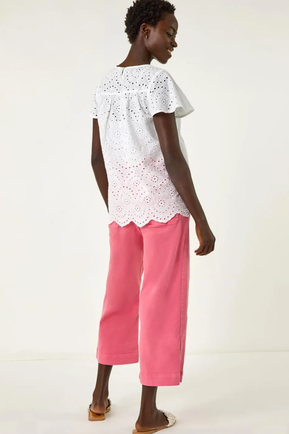 Roman Ivory Broderie Short Sleeve Top