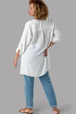 Roman Ivory Button Detail Tunic Top