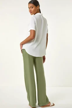 Roman Ivory Collared Short Sleeve Blouse