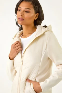 Roman Ivory Contrast Hooded Padded Jacket