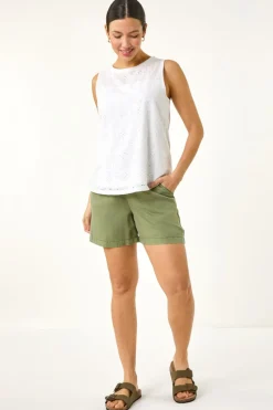 Roman Ivory Cotton Broderie Vest Top