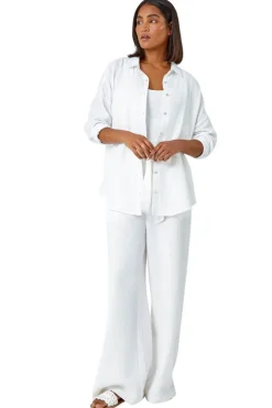 Roman Ivory Cotton Textured Button Shirt