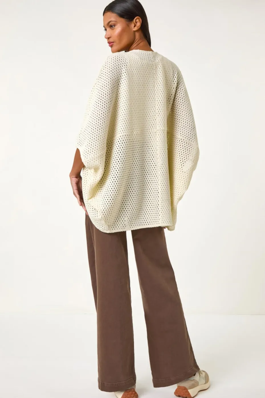 Roman Ivory Crochet Tunic Cardigan