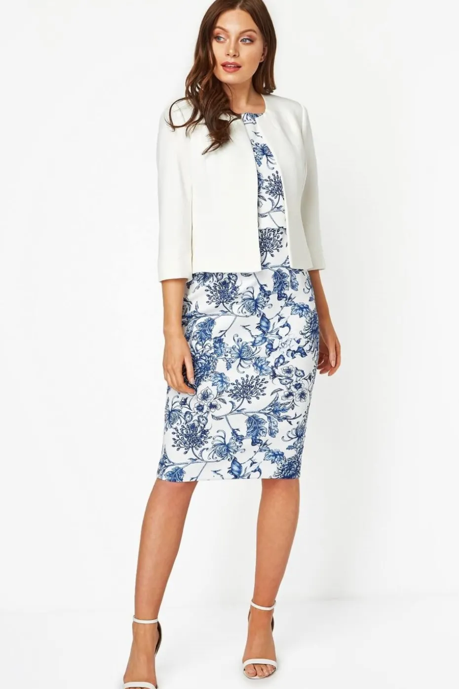 Roman Ivory Cropped Bolero Tailored Jaquard Jacket Wedding Shrug Fitted Blazer