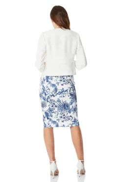 Roman Ivory Cropped Bolero Tailored Jaquard Jacket Wedding Shrug Fitted Blazer