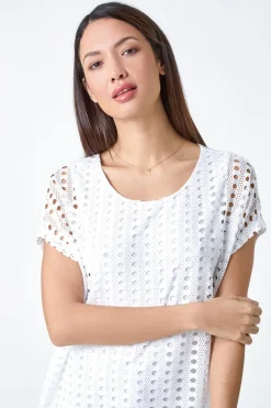 Roman Ivory Cut Out Detail Stretch Top