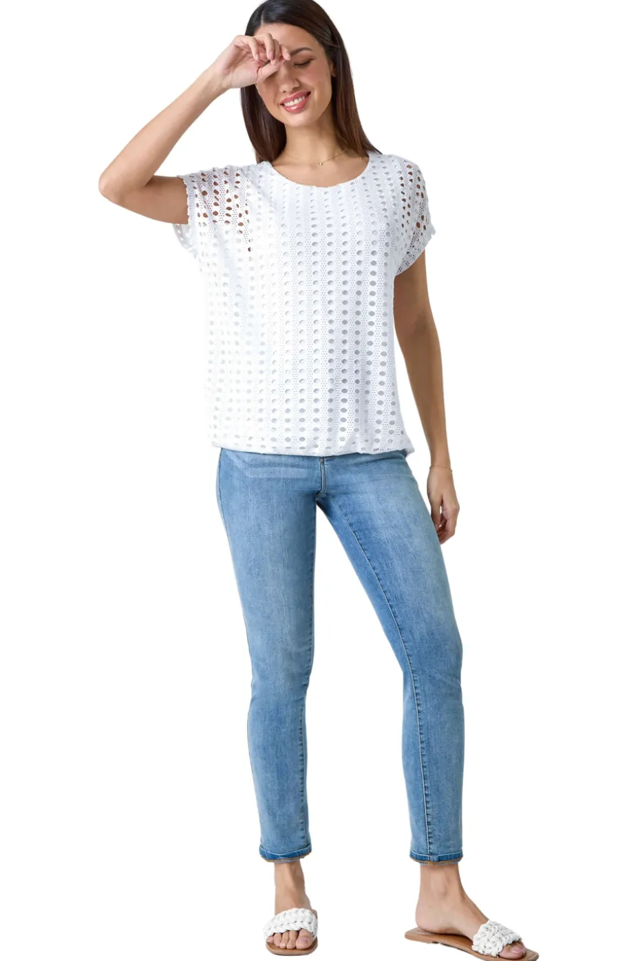 Roman Ivory Cut Out Detail Stretch Top