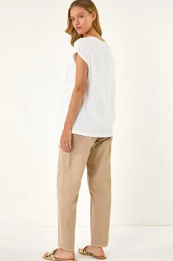 Roman Ivory Daffodil Print Cotton Tee