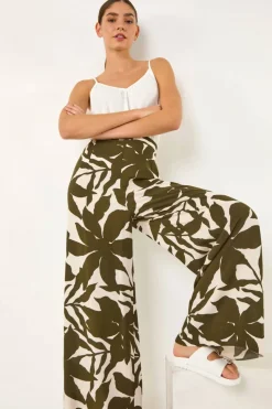 Roman Ivory Floral Mono Wide Leg Trouser