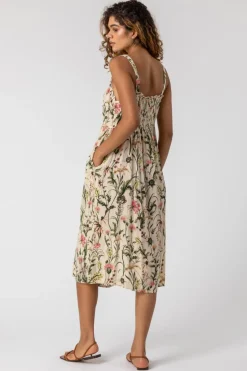 Roman Ivory Floral Print Button Down Sun Dress