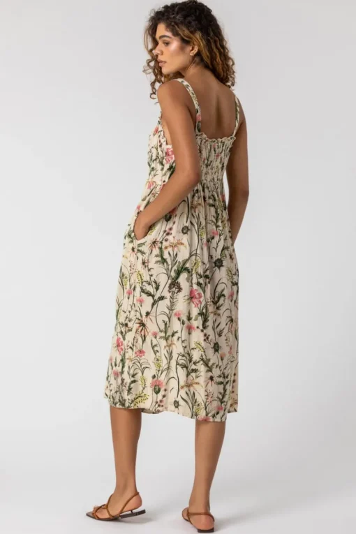 Roman Ivory Floral Print Button Down Sun Dress
