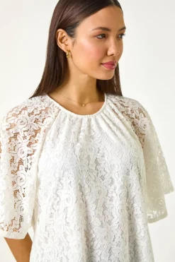 Roman Ivory Lace Angel Sleeve Top