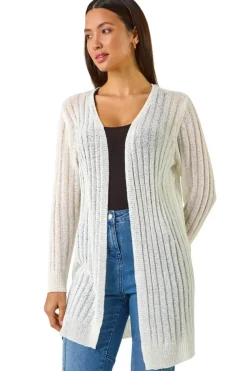 Roman Ivory Longline Lightweight Knit Cardigan