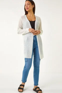Roman Ivory Longline Lightweight Knit Cardigan