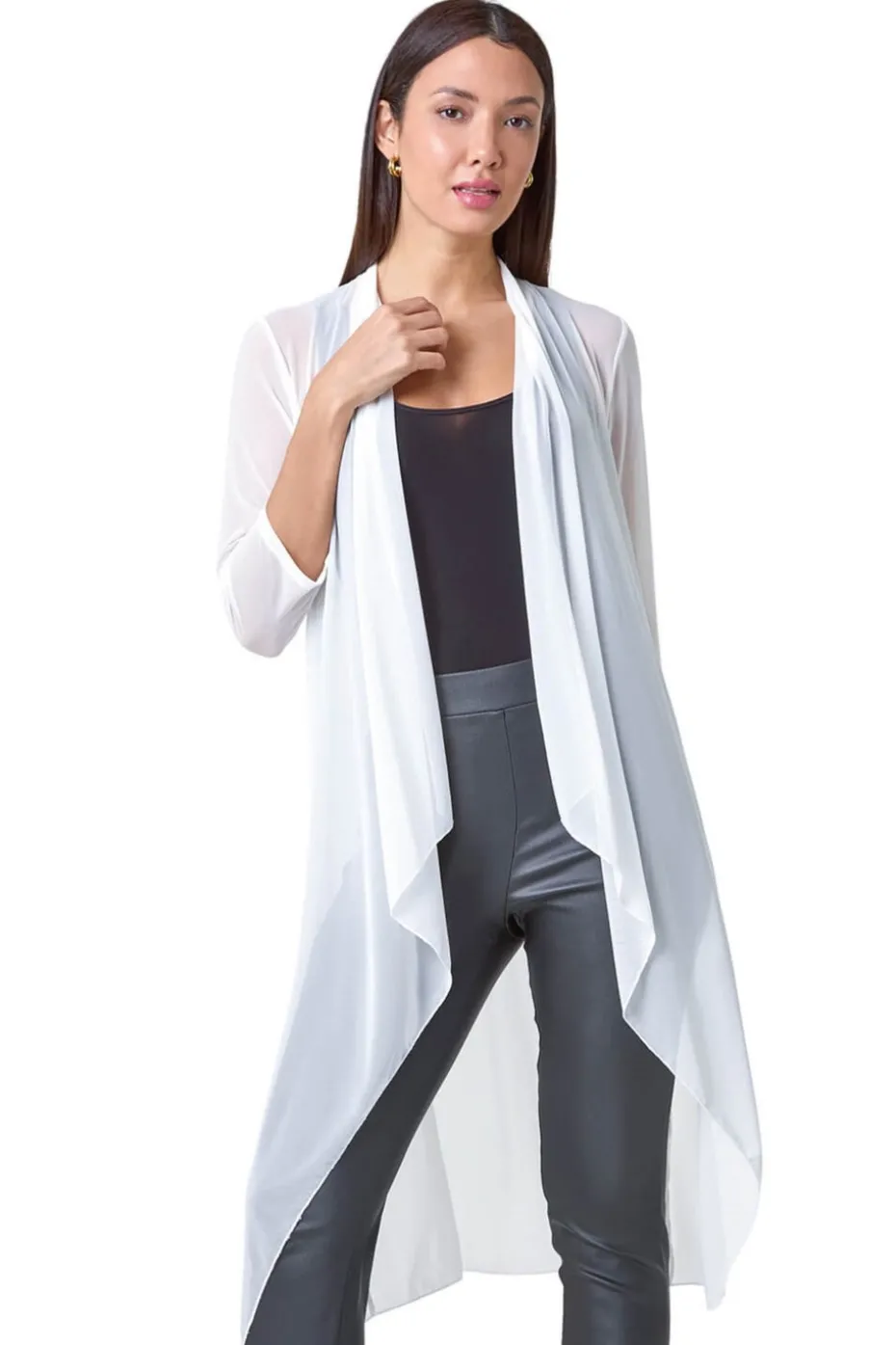 Roman Ivory Mesh Longline Kimono