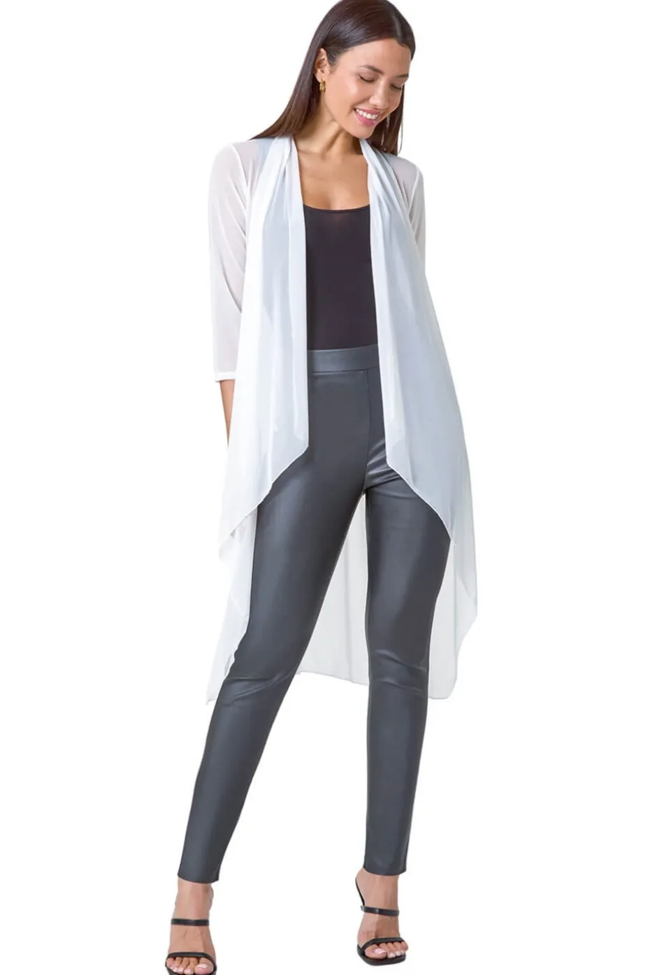 Roman Ivory Mesh Longline Kimono