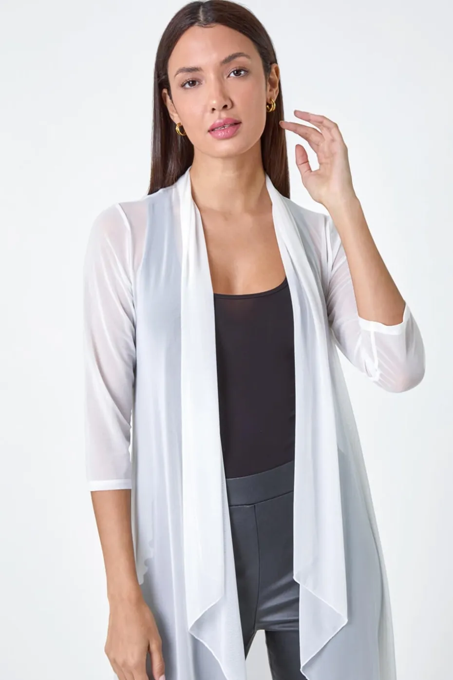 Roman Ivory Mesh Longline Kimono