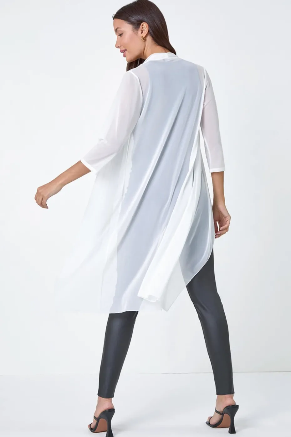 Roman Ivory Mesh Longline Kimono