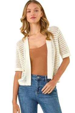 Roman Ivory Open Knit Cardigan