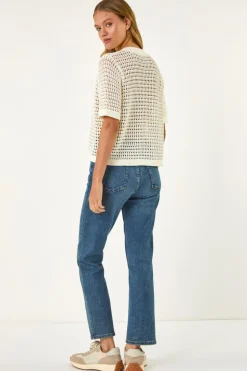 Roman Ivory Open Knit Cardigan