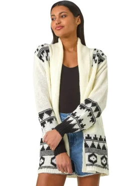 Roman Ivory Patterned Knit Cardigan