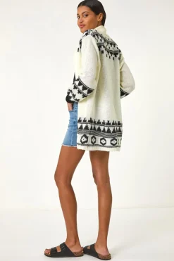 Roman Ivory Patterned Knit Cardigan