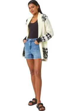 Roman Ivory Patterned Knit Cardigan