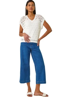 Roman Ivory Pearl Double Layer Knit Top