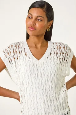 Roman Ivory Pearl Double Layer Knit Top