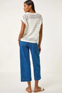 Roman Ivory Pearl Double Layer Knit Top