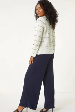 Roman Ivory Petite Contrast Stitch Cardigan