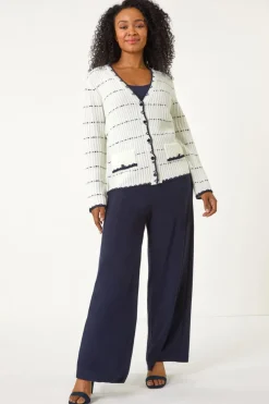 Roman Ivory Petite Contrast Stitch Cardigan